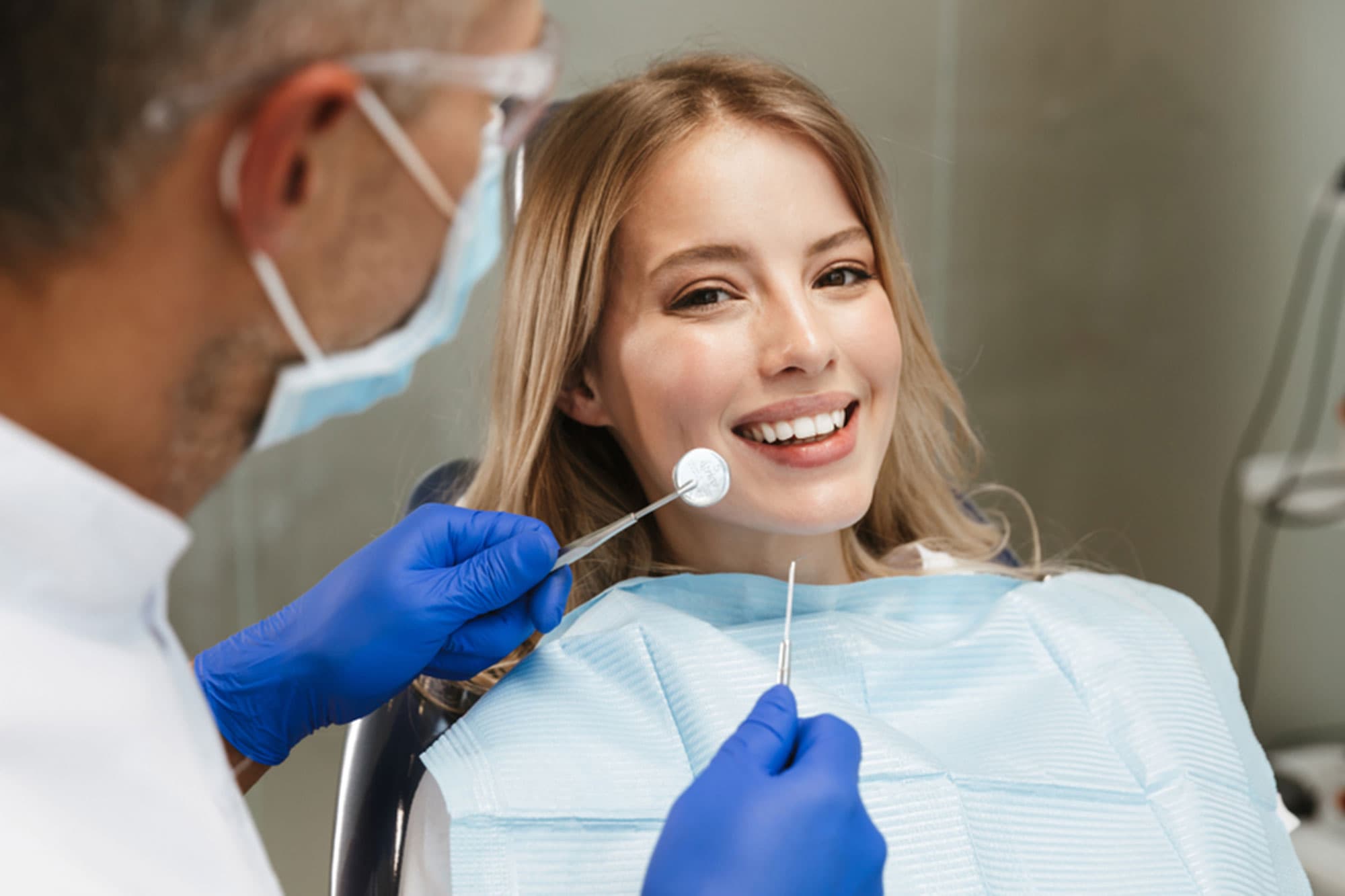 Patient smiling during dental care